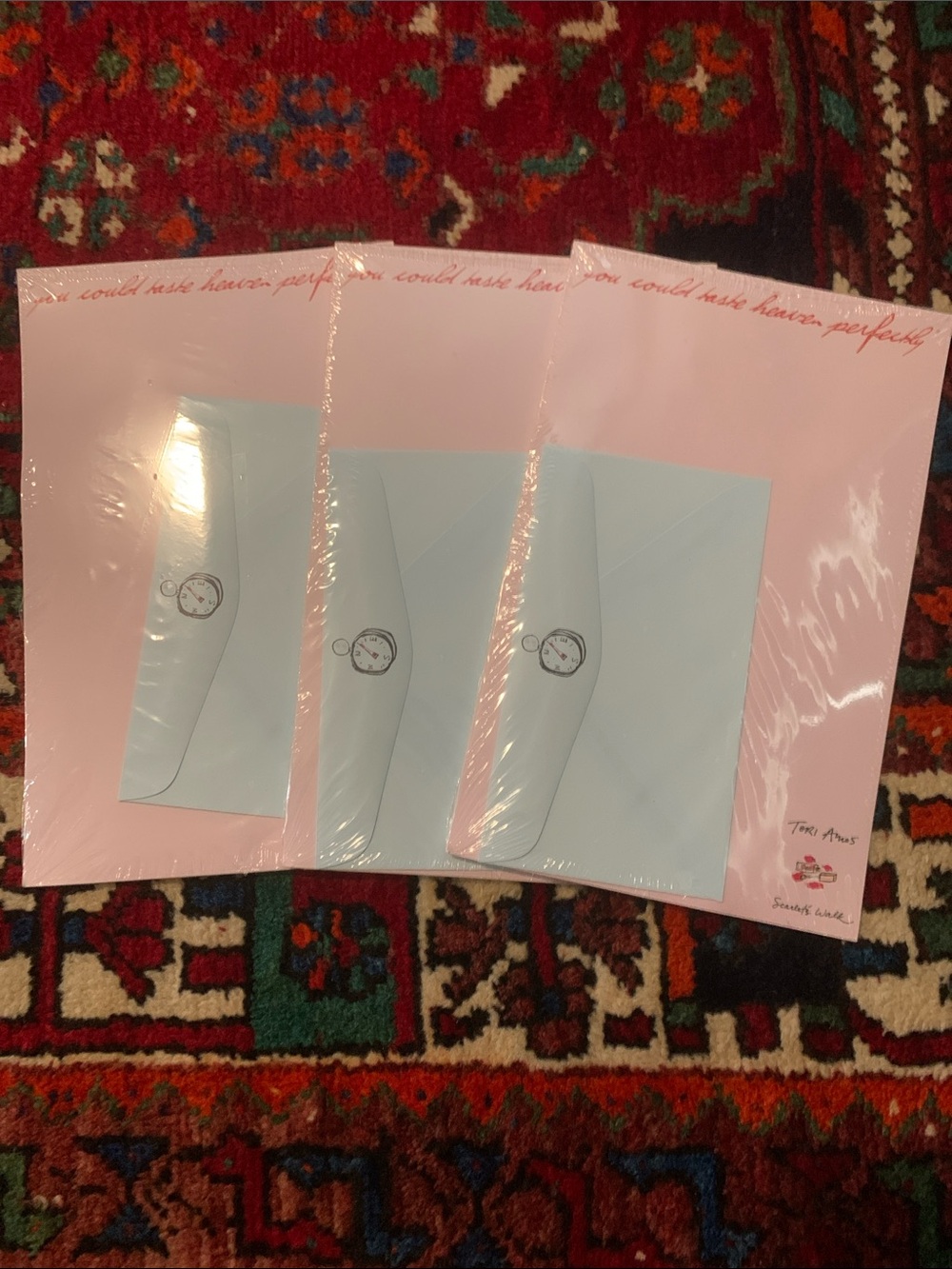 New & sealed Pink Tori Amos Stationery Set with Light Blue Envelopes